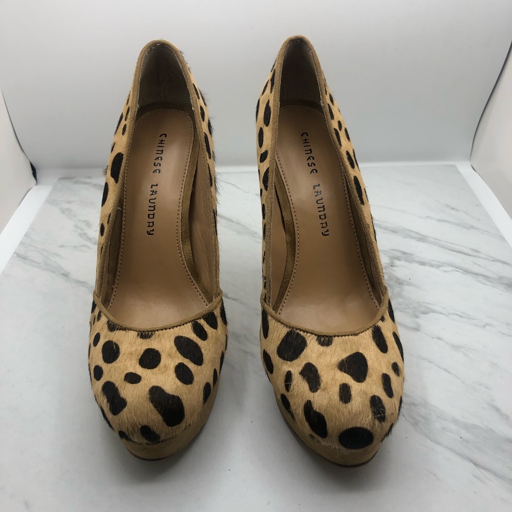 SOLD Chinese laundry pony hair platform stilettos